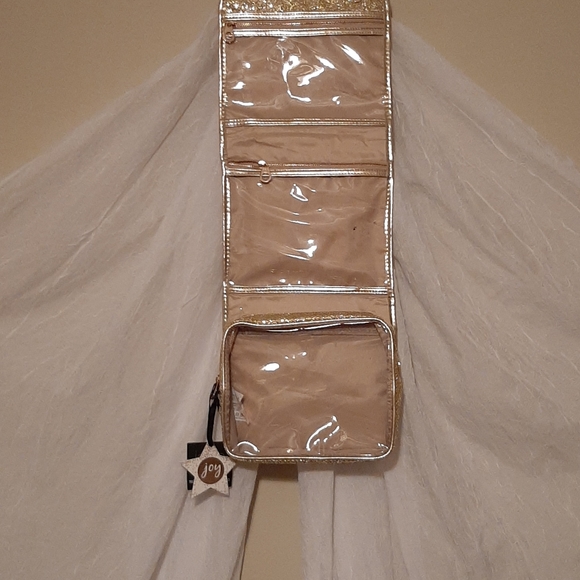 Gold Make Up Travel Bag 3 compartment - Picture 2 of 4